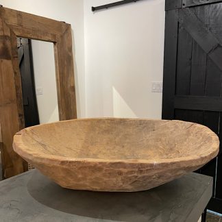 large wooden dough bowl