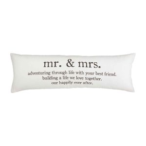 long pillow saying mr & mrs